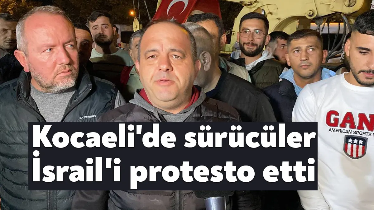 Kocaeli'de kurtarıcı ve çekici sürücüleri, araçlarını Türk ve Filistin bayraklarıyla