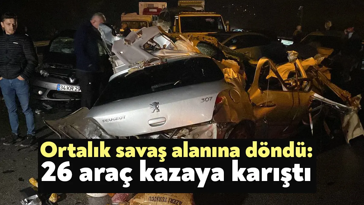 Kocaeli'de yola dökülen mazot sebebiyle 7 noktada 26 araç kazaya