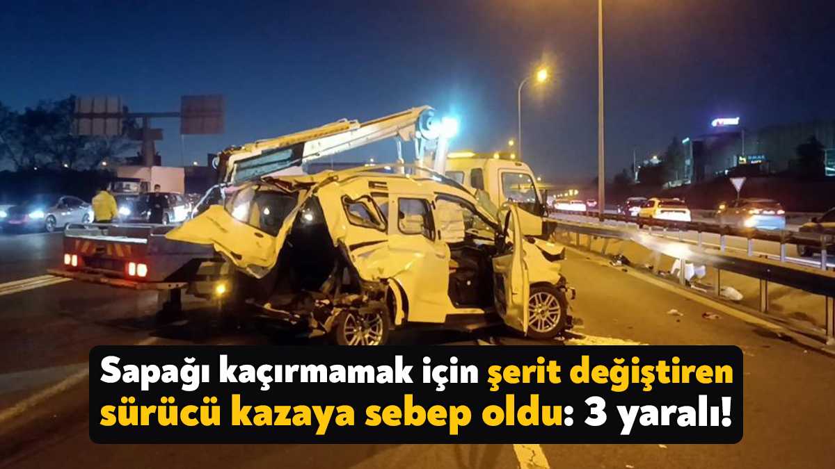 TEM Otoyolu Kocaeli geçişinde sapağı kaçırmamak için şerit değiştiren hafif