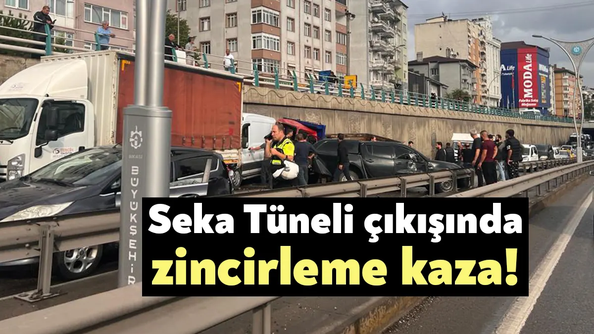 İzmit Seka Tüneli çıkışı İstanbul yönünde birçok aracın karıştığı zincirleme