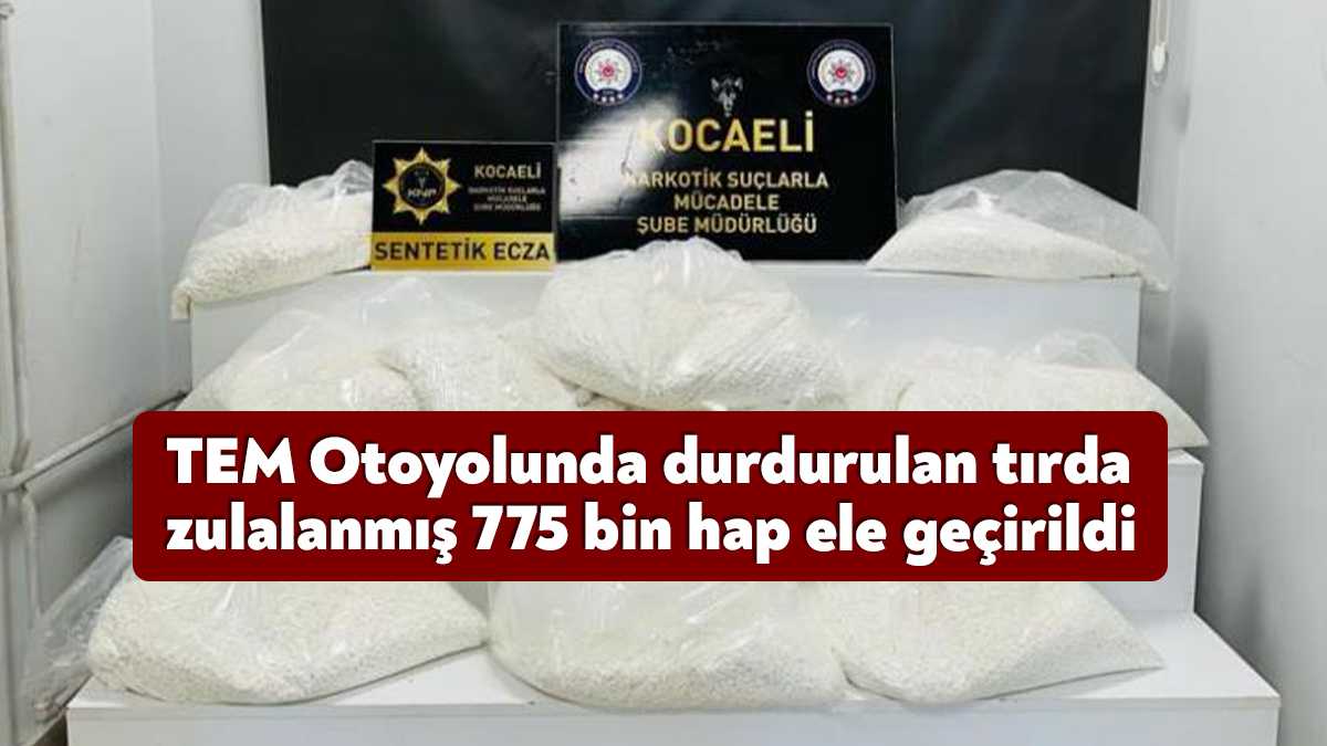 Kocaeli TEM Otoyolunda durdurulan tırda yapılan aramada zulalanmış şekilde 775