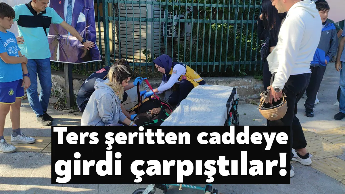 Kocaeli’nin İzmit ilçesinde ters şeritten caddeye giren motosiklet ile ticari