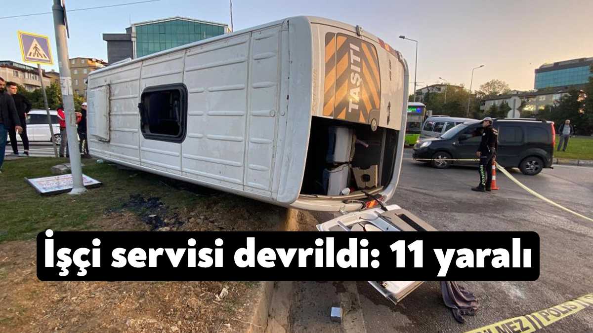Kocaeli'nin Gebze ilçesinde halk otobüsünün çarptığı işçi servisi devrildi. Kazada