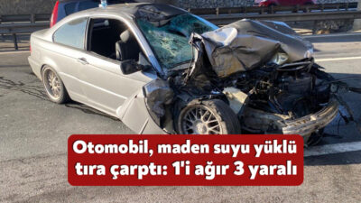 TEM Otoyolu Kocaeli geçişinde otomobilin maden suyu yüklü tıra çarpması