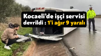 Kocaeli’nin Dilovası ilçesinde yağış sebebiyle kayganlaşan yolda sürücüsünün kontrolünden çıkan
