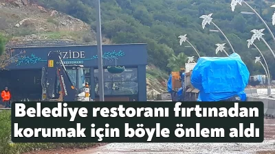 Gebze Belediyesine ait Eskihisar'daki Güzide Restoran'ın deniz dalgalarından korumak için