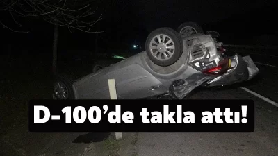 Kocaeli’nin Kartepe ilçesi D-100 kara yolu geçişinde seyir halindeki otomobilin