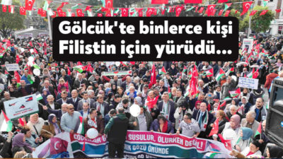 Gölcük’te binlerce kişi, İsrail’in Gazze’yi işgali ve uyguladığı zulmü protesto