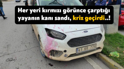 Kocaeli'nin İzmit ilçesinde hafif ticari araç, yolun karşısına geçmeye çalışan