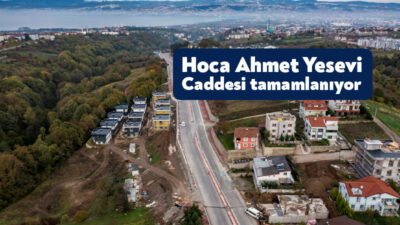 Büyükşehir tarafından Başiskele Hoca Ahmet Yesevi Caddesi’nde süren üstyapı çalışmalarının