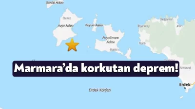 Marmara Denizi'nde saat 23.05'te yerin 4.3 kilometre derinliğinde 4.1 büyüklüğünde