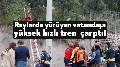 Kocaeli'de raylarda yürüyen vatandaşa İstanbul-Ankara seferini yapan yüksek hızlı tren