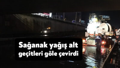 Kocaeli'de sağanak yağış sebebiyle alt geçitler göle döndü. Trafik durma