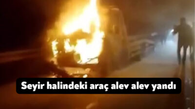 Kocaeli TEM Otoyolu'nda seyir halinde olan çekici alev aldı. Yangın