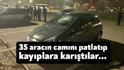 Kocaeli'nin İzmit ilçesinde bir otoparkta 35 aracın camları kimliği belirsiz