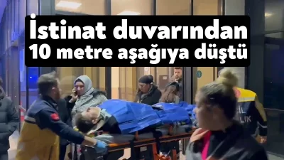 Kocaeli'nin İzmit ilçesinde istinat duvarından 10 metre aşağıdaki yeşillik alana