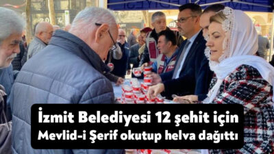 İzmit Belediyesi geçtiğimiz günlerde Pençe-Kilit Harekatında şehit olan 12 askerin