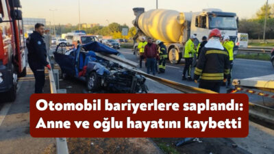 Kocaeli'nin Çayırova ilçesinde otomobil bariyerlere ok gibi saplandı. Feci kazada