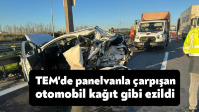 TEM Otoyolu Kocaeli geçişinde panelvan ile otomobilin çarpışması neticesinde meydana