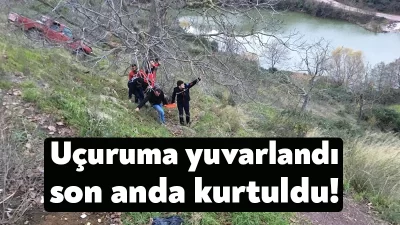 Kocaeli'nin Körfez ilçesinde kamyonet sürücüsü direksiyon hakimiyetini kaybederek uçurumdan 100