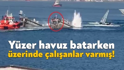 Kocaeli’nin Başiskele ilçesinde bulunan Yachtley Tersanesi’ne ait yüzer havuzun battığı