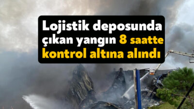 Kocaeli’nin Gebze ilçesinde lojistik deposunda çıkan yangın itfaiye ekiplerinin 8