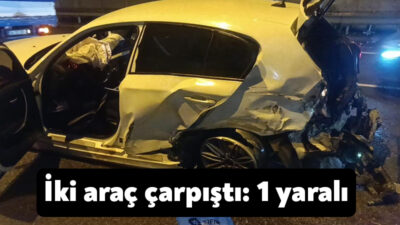 Kocaeli'nin Gebze ilçesinde seyir halinde olan 2 otomobil çarpışırken bir
