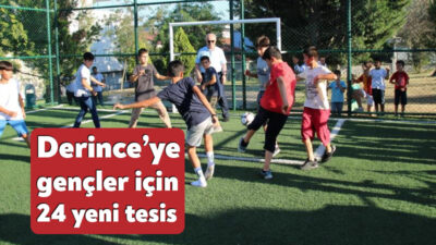 Derince'de inşa edilen spor alanları ile 24 ayrı bölgede çocuklar