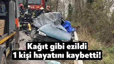 Kocaeli’nin İzmit ilçesinde elektrik arıza bakım aracı ile otomobilin çarpışması