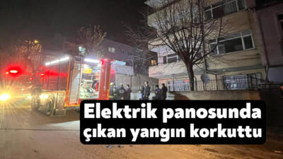 Kocaeli’nin Körfez ilçesinde 4 katlı binanın elektrik panosunda çıkan yangın