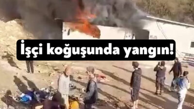 Kocaeli'nin Körfez ilçesinde şantiyede bulunan koğuşta elektrik ısıtıcısının yatağa düşmesi