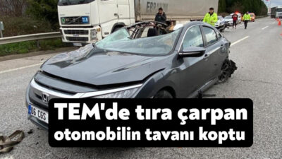 TEM Otoyolu Kocaeli geçişinde arıza sebebiyle emniyet şeridinde duran tıra