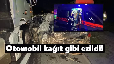 Kocaeli D-100 Karayolunda tanker, park halindeki otomobile çarparak 200 metre