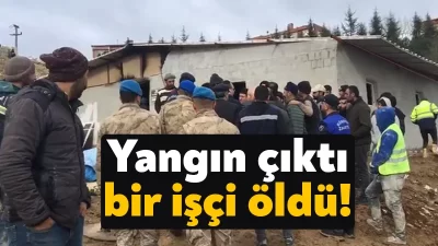 Kocaeli'nin Körfez ilçesinde şantiye alanındaki barakada çıkan yangında, eşyalarını almak