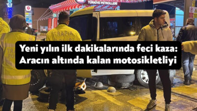Kocaeli'de yeni yılın ilk dakikalarında motosiklet, hafif ticari aracın altında