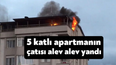 Kocaeli'nin Körfez ilçesinde 5 katlı apartmanın çatısı alevlere teslim oldu.