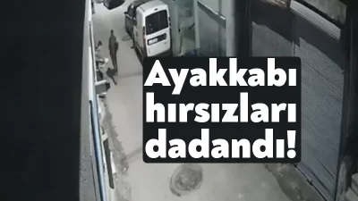 Kocaeli'nin İzmit ilçesinde binadan ayakkabı çalan şahısların olay yerinden kaçmaları