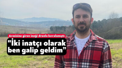 Arazisine gelen ineği dronla kovalayan vatandaş, "İki inatçı olarak ben