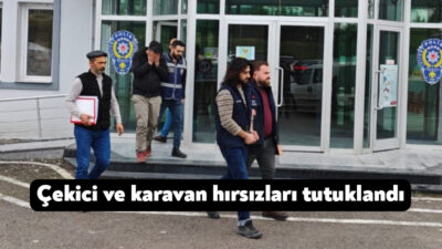 Kocaeli'de dorse takılı haldeki çekici, karavan ve bir tırın fren