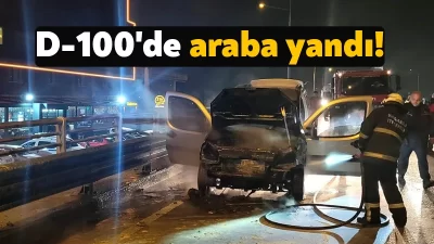 Kocaeli D100 Karayolunda seyir halinde olan hafif ticari araç alevlere