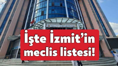 Cumhuriyet Halk Partisi'nde (CHP) İzmit Belediye Meclis Üyesi Aday Listesi