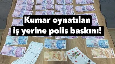 Kocaeli'nin İzmit ilçesinde kumar oynatılan iş yerinde arama yapıldı.