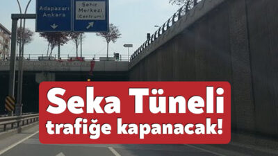 İzmit'in D-100 Karayolu üzerinde bulunan Seka Tüneli'nde bakım onarım çalışması
