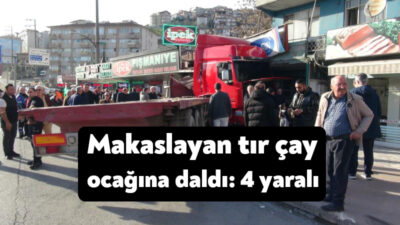 Kocaeli’nin İzmit ilçesinde makaslayan tırın çay ocağına daldığı kazada 4