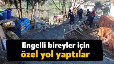 İzmit Karadenizliler Mahallesi Elma Tepe Caddesi’nde engellilere özel yol yapılarak