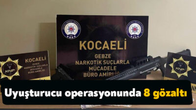 Kocaeli'de yapılan çalışmalar neticesinde çok miktarda uyuşturucu ele geçirilirken 8