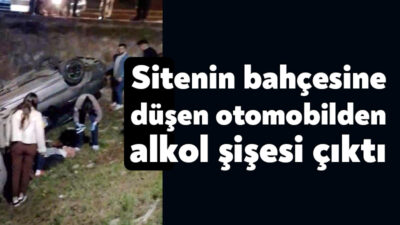 Kocaeli’nin Körfez ilçesinde virajda sürücüsün kontrolünden çıkan otomobil 5 metrelik