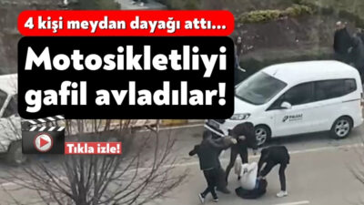 Kocaeli'nin Gebze ilçesinde 4 kişi, seyir halindeyken önünü kestikleri motosikletliye