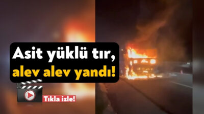 Kuzey Marmara Otoyolu'nun Kocaeli geçişinde fosforik asit yüklü tırın kupa