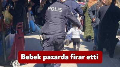 Kocaeli'nin Kartepe ilçesinde 2 yaşındaki afacan, annesi semt pazarında alışveriş